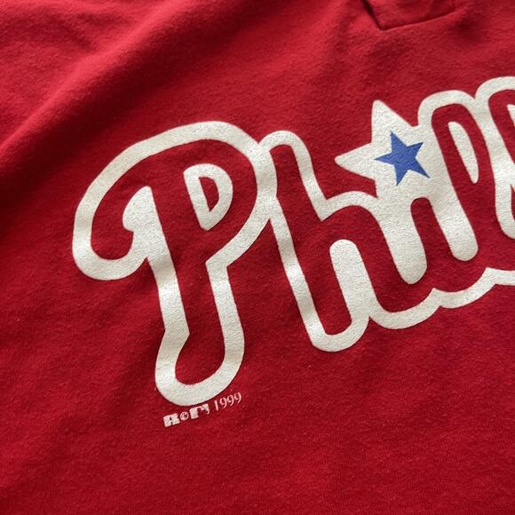 Vintage Philadelphia Phillies Shirt Mens Medium MLB Baseball Script Henley 90s - Picture 4 of 8